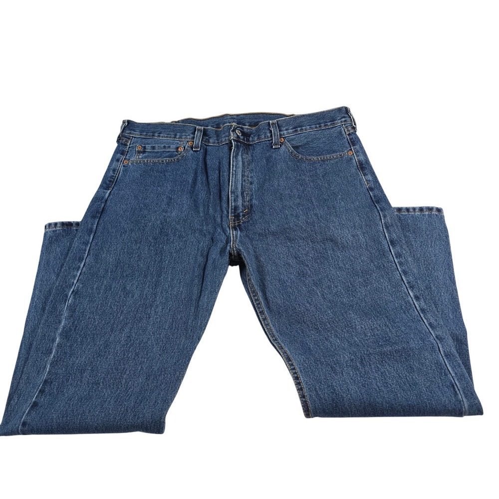 Levis 505 Regular Fit Straight Leg Blue Denim Jeans Mens W40 L30 Medium Wash